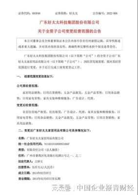 好太太家居業(yè)務(wù)版圖再擴(kuò)展 新增非居住房地產(chǎn)租賃與日用雜品銷售